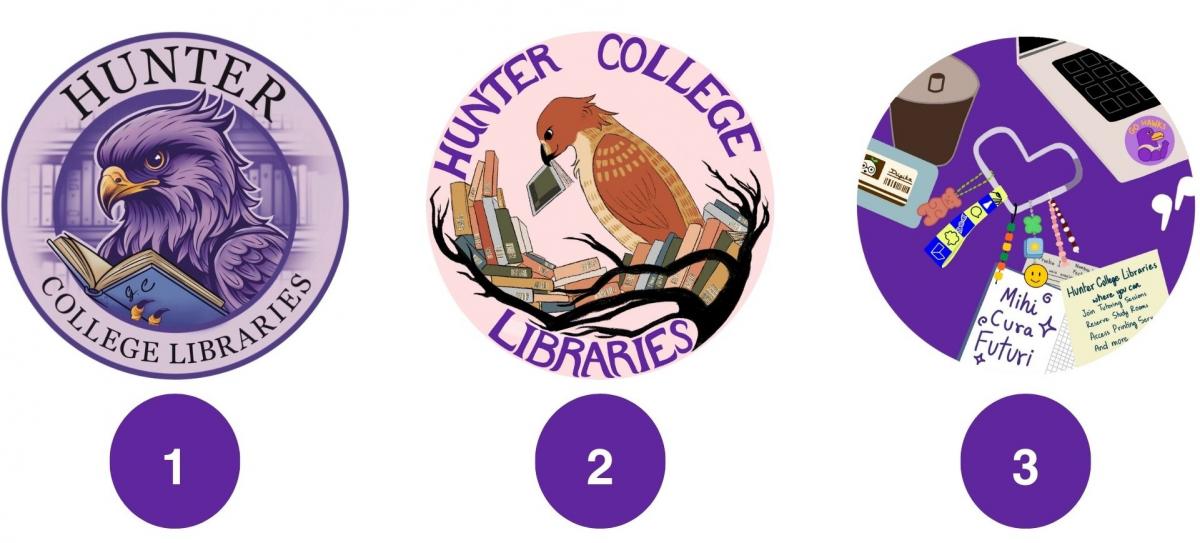 Three numbered sticker design finalists