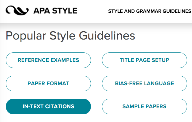 A list of popular style guidelines from the APA Style Guidelines website